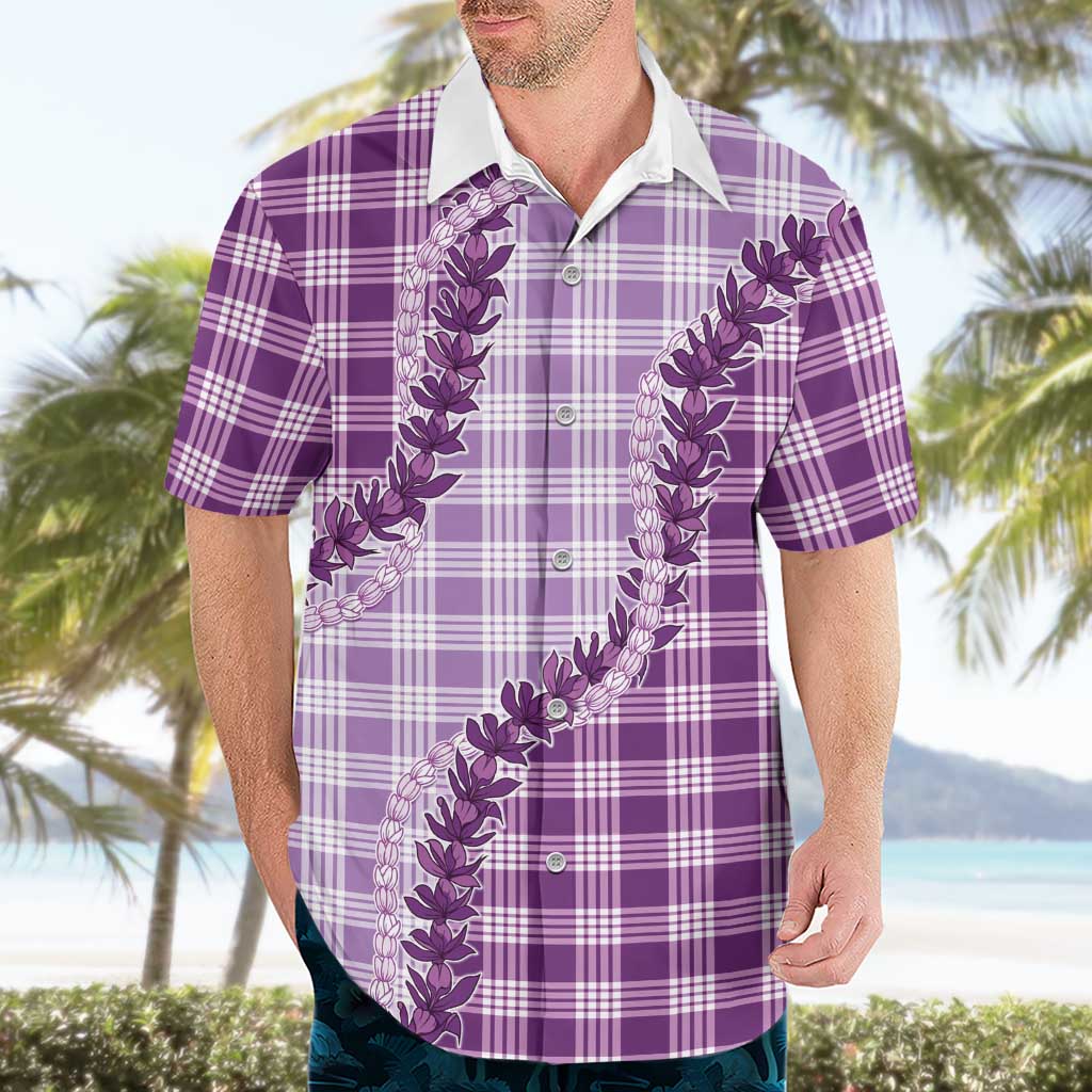 Violet Hawaii Palaka Hawaiian Shirt Hawaiian Pikake Lei LT05