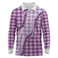 Violet Hawaii Palaka Long Sleeve Polo Shirt Hawaiian Pikake Lei LT05
