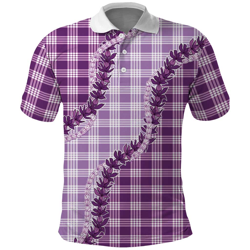 Violet Hawaii Palaka Polo Shirt Hawaiian Pikake Lei LT05