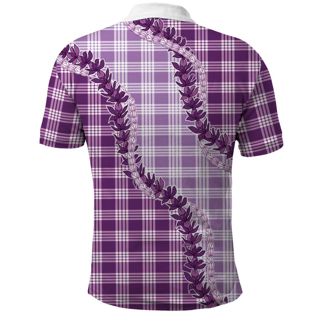 Violet Hawaii Palaka Polo Shirt Hawaiian Pikake Lei LT05