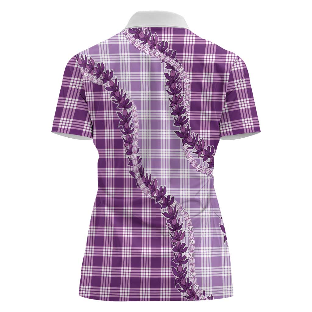 Violet Hawaii Palaka Women Polo Shirt Hawaiian Pikake Lei LT05