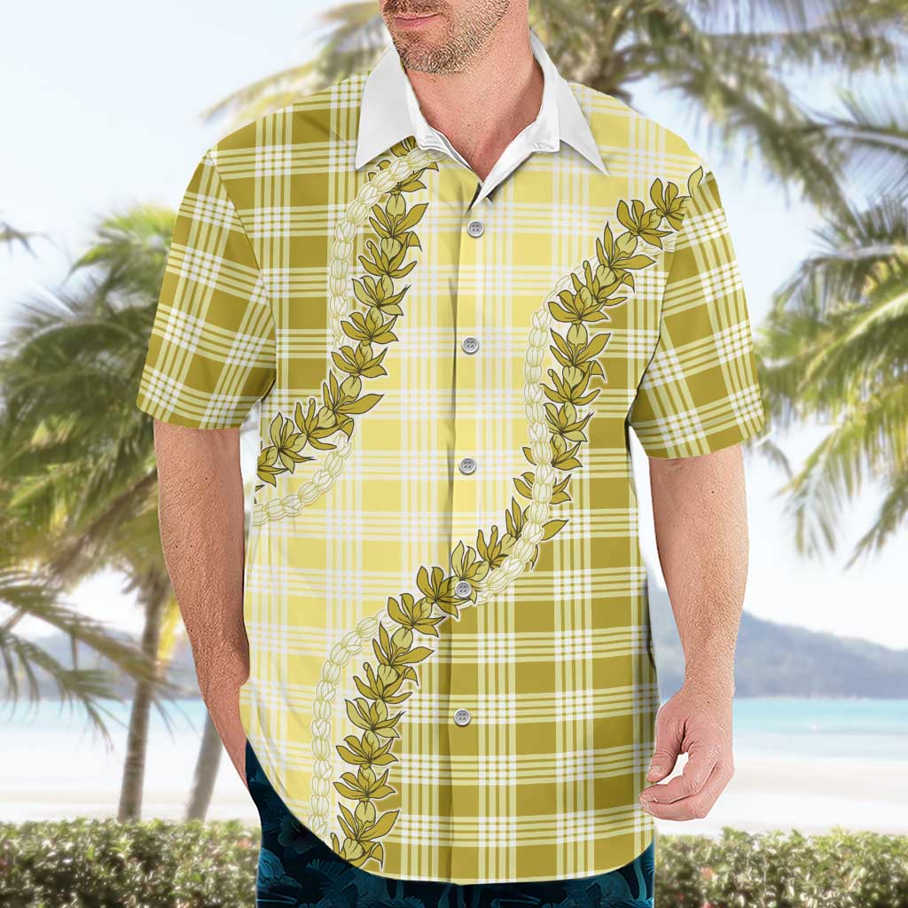 Yellow Hawaii Palaka Hawaiian Shirt Hawaiian Pikake Lei LT05
