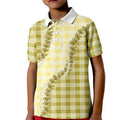Yellow Hawaii Palaka Kid Polo Shirt Hawaiian Pikake Lei LT05