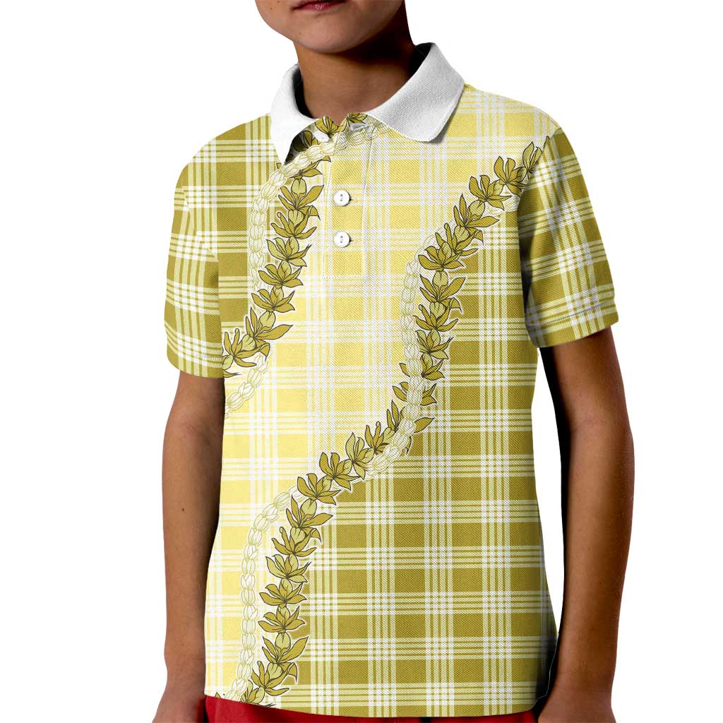 Yellow Hawaii Palaka Kid Polo Shirt Hawaiian Pikake Lei LT05