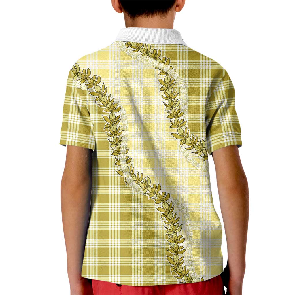 Yellow Hawaii Palaka Kid Polo Shirt Hawaiian Pikake Lei LT05