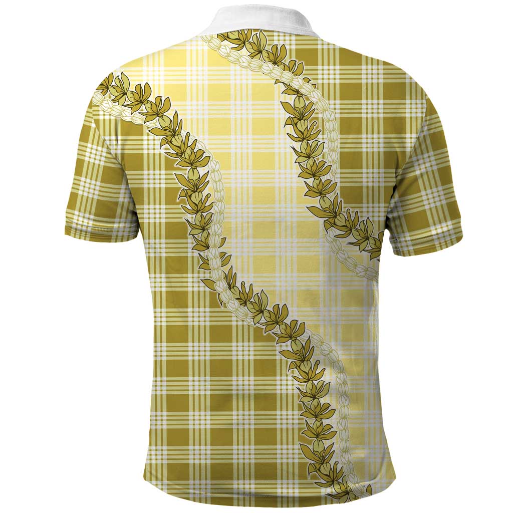 Yellow Hawaii Palaka Polo Shirt Hawaiian Pikake Lei LT05