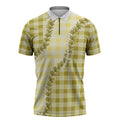 Yellow Hawaii Palaka Zipper Polo Shirt Hawaiian Pikake Lei LT05