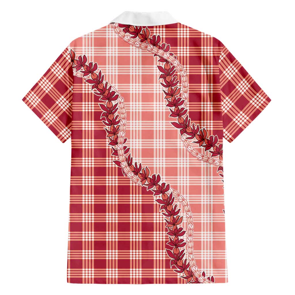 Red Hawaii Palaka Hawaiian Shirt Hawaiian Pikake Lei LT05
