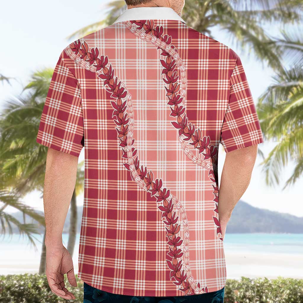 Red Hawaii Palaka Hawaiian Shirt Hawaiian Pikake Lei LT05