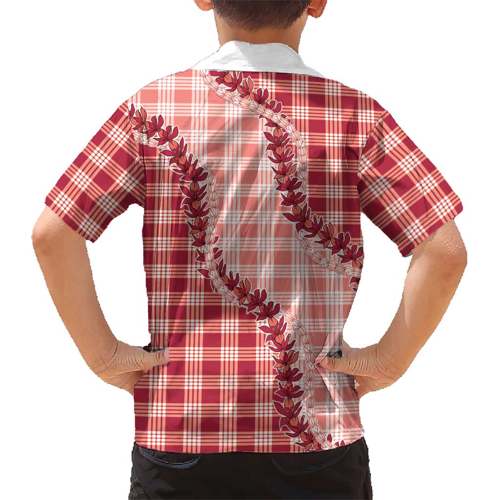 Red Hawaii Palaka Hawaiian Shirt Hawaiian Pikake Lei LT05