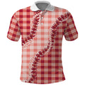 Red Hawaii Palaka Polo Shirt Hawaiian Pikake Lei LT05
