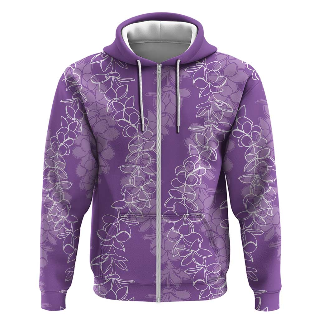 Hawaii Plumeria Lei Zip Hoodie Aloha Festive Vibe - Violet LT7