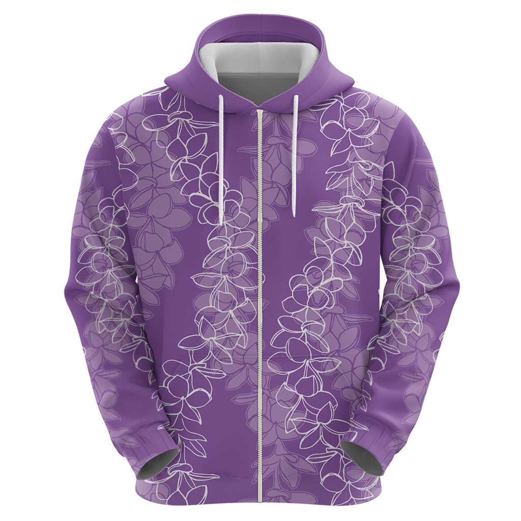 Hawaii Plumeria Lei Zip Hoodie Aloha Festive Vibe - Violet LT7