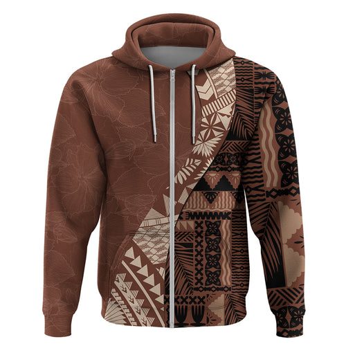 Bula Fiji Hoodie Tribal Masi Tapa - Brown LT7