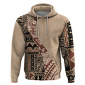 Bula Fiji Hoodie Tribal Masi Tapa - Beige LT7