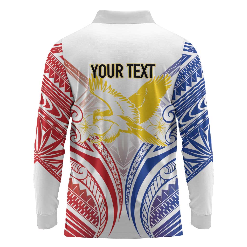 Philippines Tribal Sun Personalized Long Sleeve Polo Shirt Hunting Eagle LT7