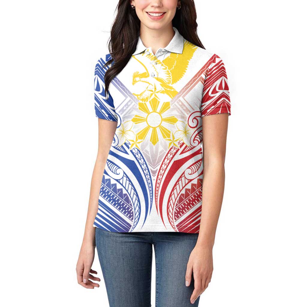 Philippines Tribal Sun Personalized Women Polo Shirt Hunting Eagle LT7