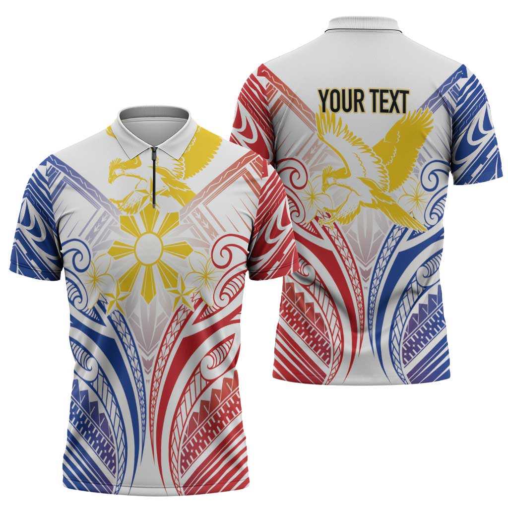 Philippines Tribal Sun Personalized Zipper Polo Shirt Hunting Eagle LT7