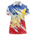 Personalized Filipino Sun and Stars Women Polo Shirt Grunge Vibes LT7