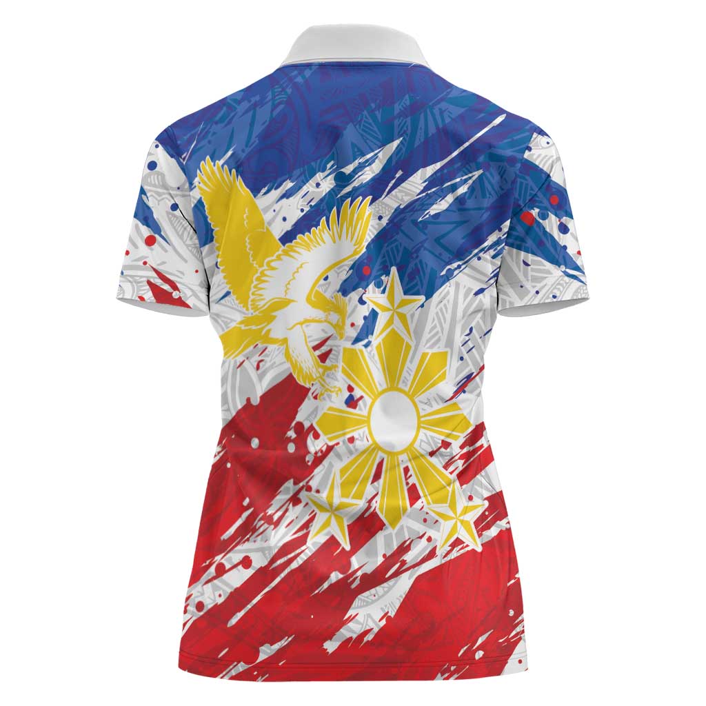 Personalized Filipino Sun and Stars Women Polo Shirt Grunge Vibes LT7
