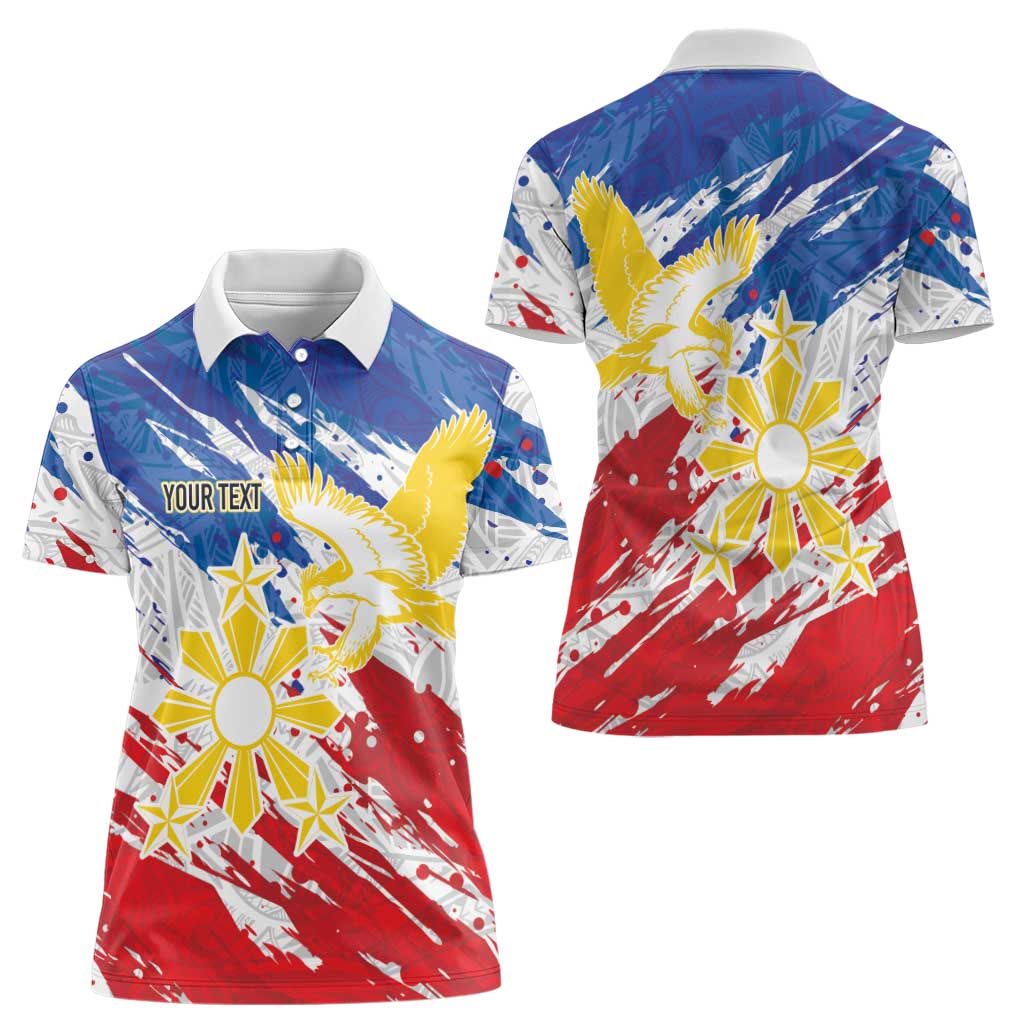 Personalized Filipino Sun and Stars Women Polo Shirt Grunge Vibes LT7