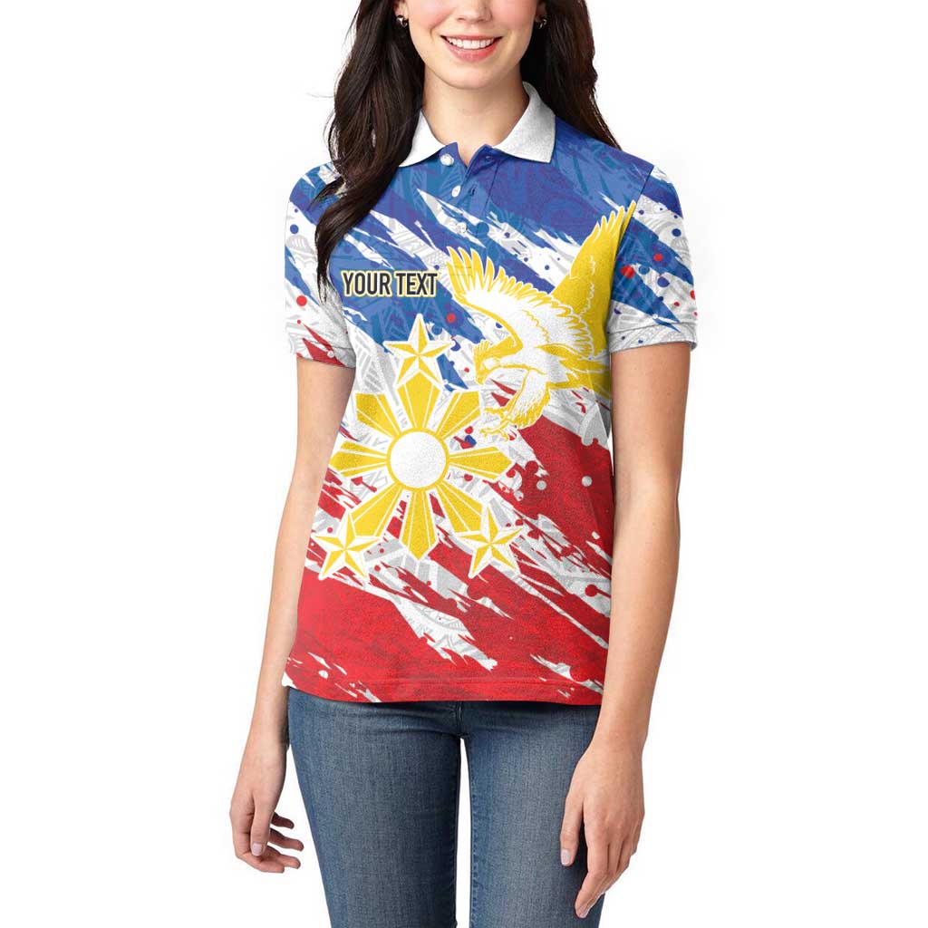Personalized Filipino Sun and Stars Women Polo Shirt Grunge Vibes LT7