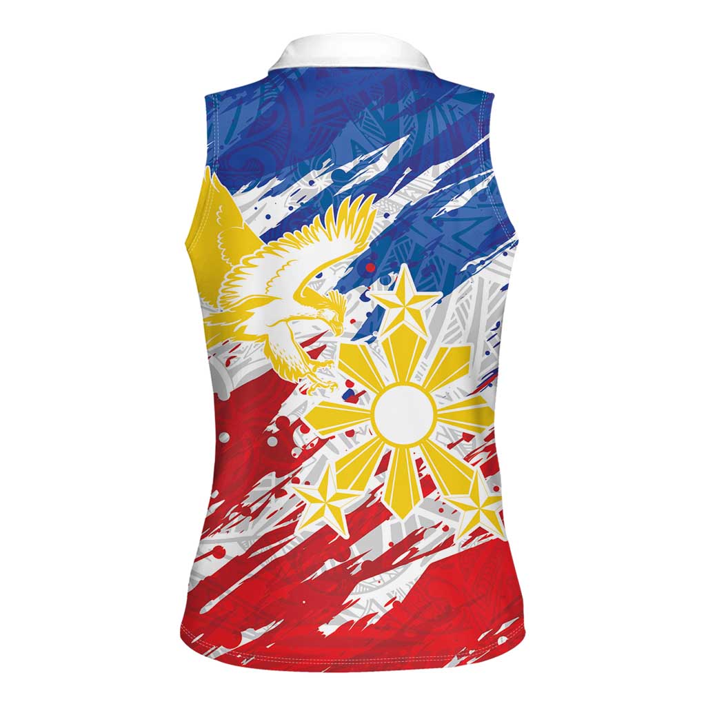 Personalized Filipino Sun and Stars Women Sleeveless Polo Shirt Grunge Vibes LT7