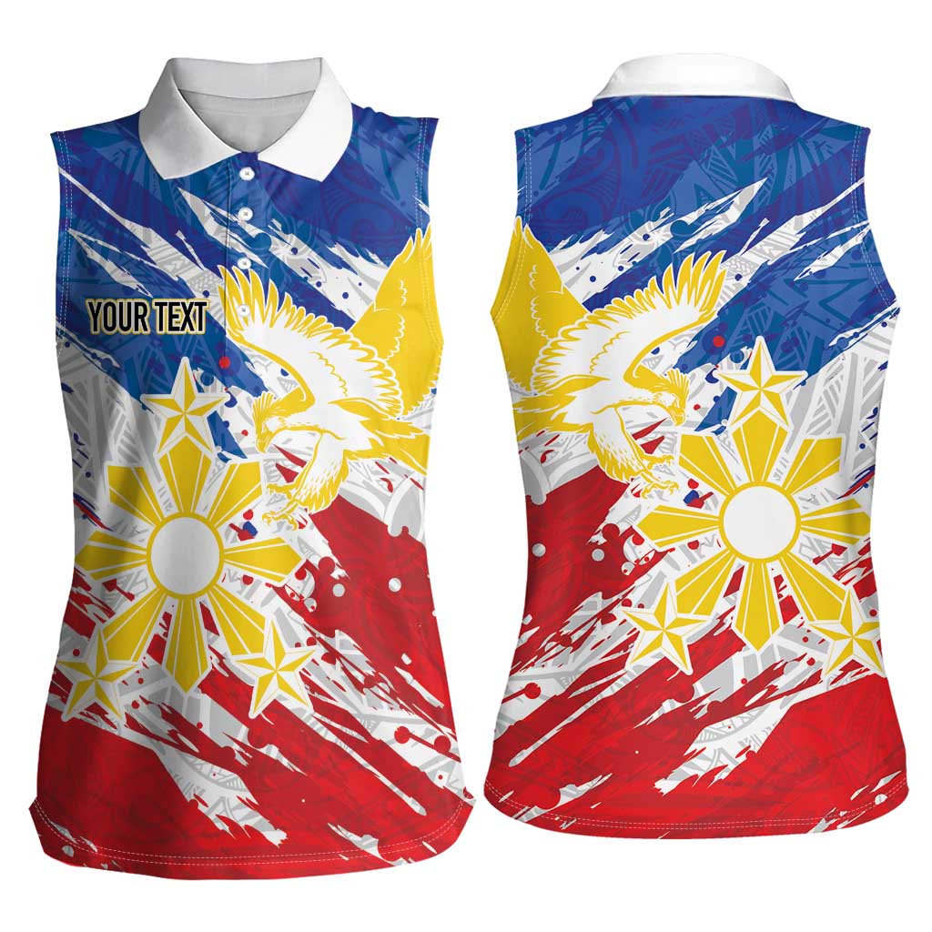 Personalized Filipino Sun and Stars Women Sleeveless Polo Shirt Grunge Vibes LT7