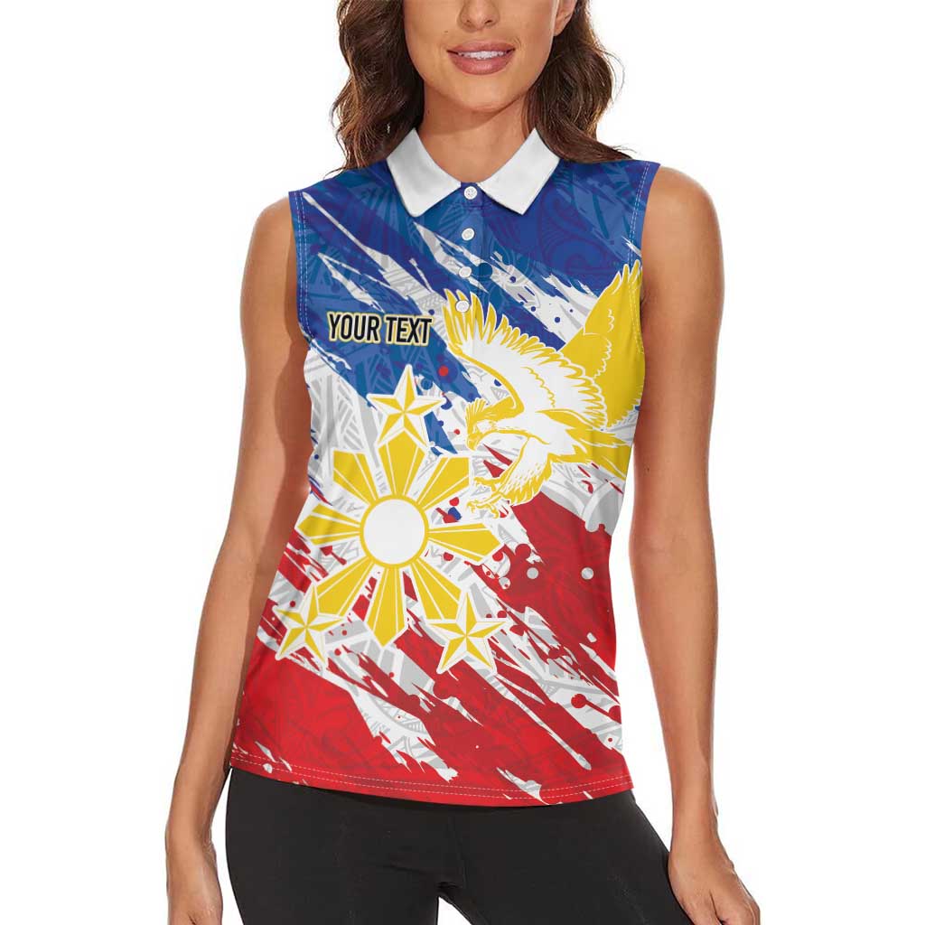 Personalized Filipino Sun and Stars Women Sleeveless Polo Shirt Grunge Vibes LT7