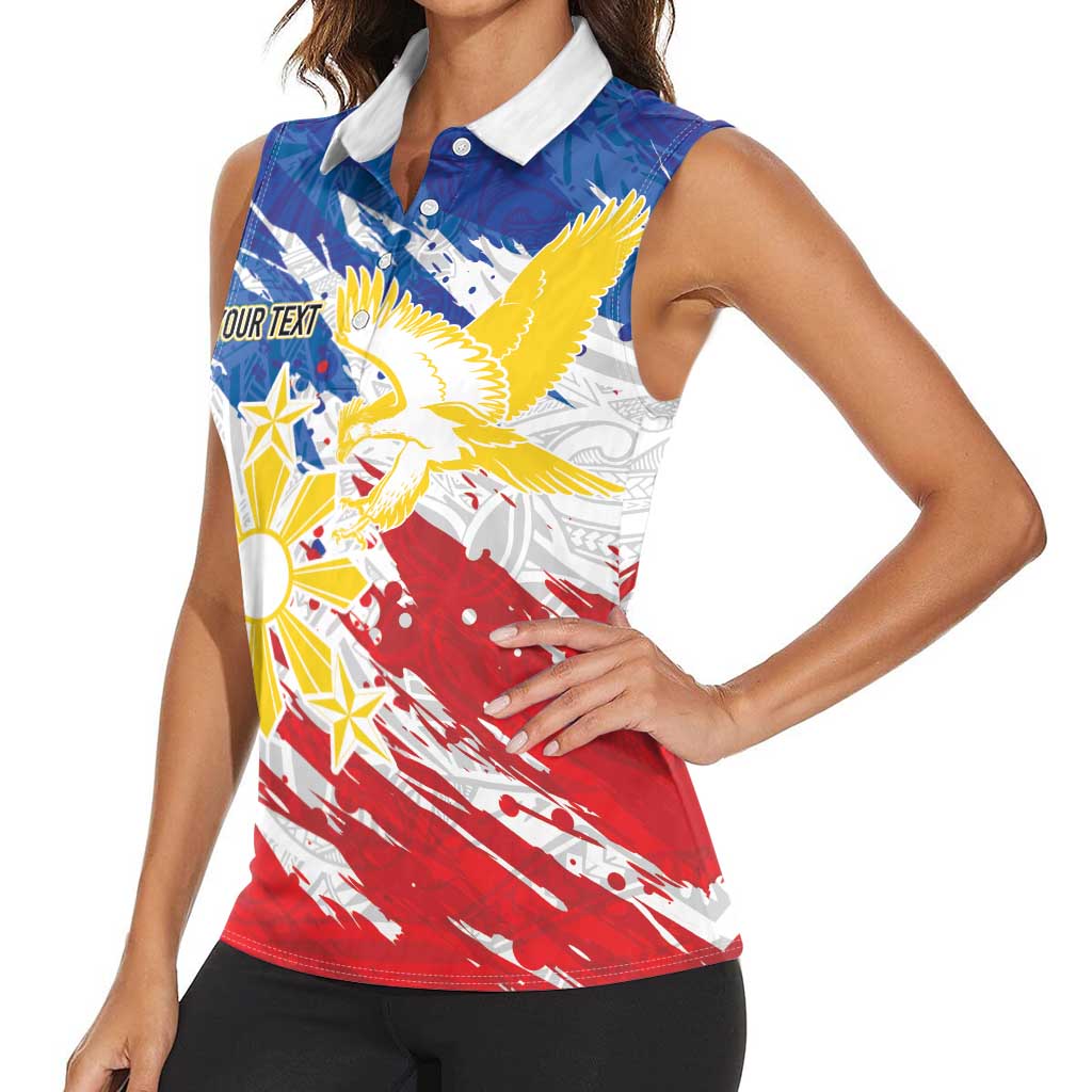 Personalized Filipino Sun and Stars Women Sleeveless Polo Shirt Grunge Vibes LT7