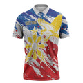 Personalized Filipino Sun and Stars Zipper Polo Shirt Grunge Vibes LT7