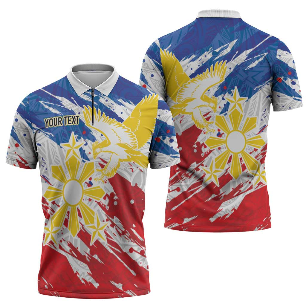 Personalized Filipino Sun and Stars Zipper Polo Shirt Grunge Vibes LT7