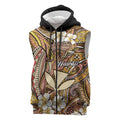 Personalised Hawaii Tribal Humpback Whale Sleeveless Zip Hoodie Melemele Hibiscus Seamless Pattern LT9