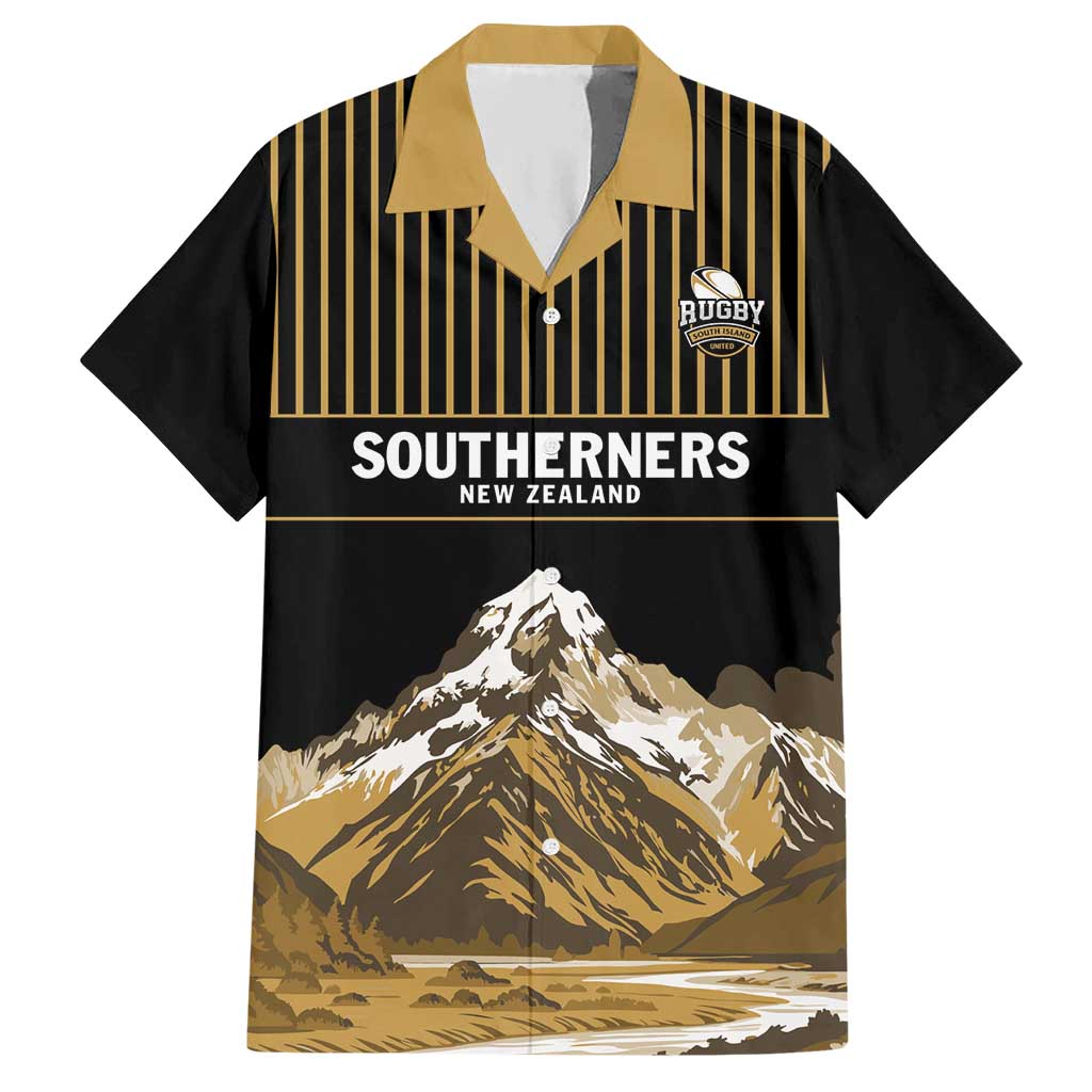 Custom Oceania Football NZ South Island Hawaiian Shirt Minimal Mount Cook Silhouette LT9