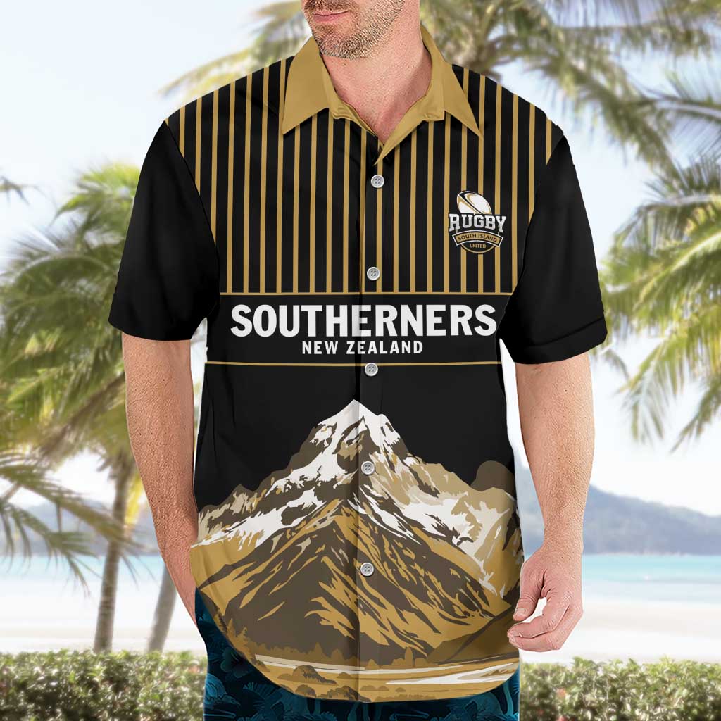 Custom Oceania Football NZ South Island Hawaiian Shirt Minimal Mount Cook Silhouette LT9