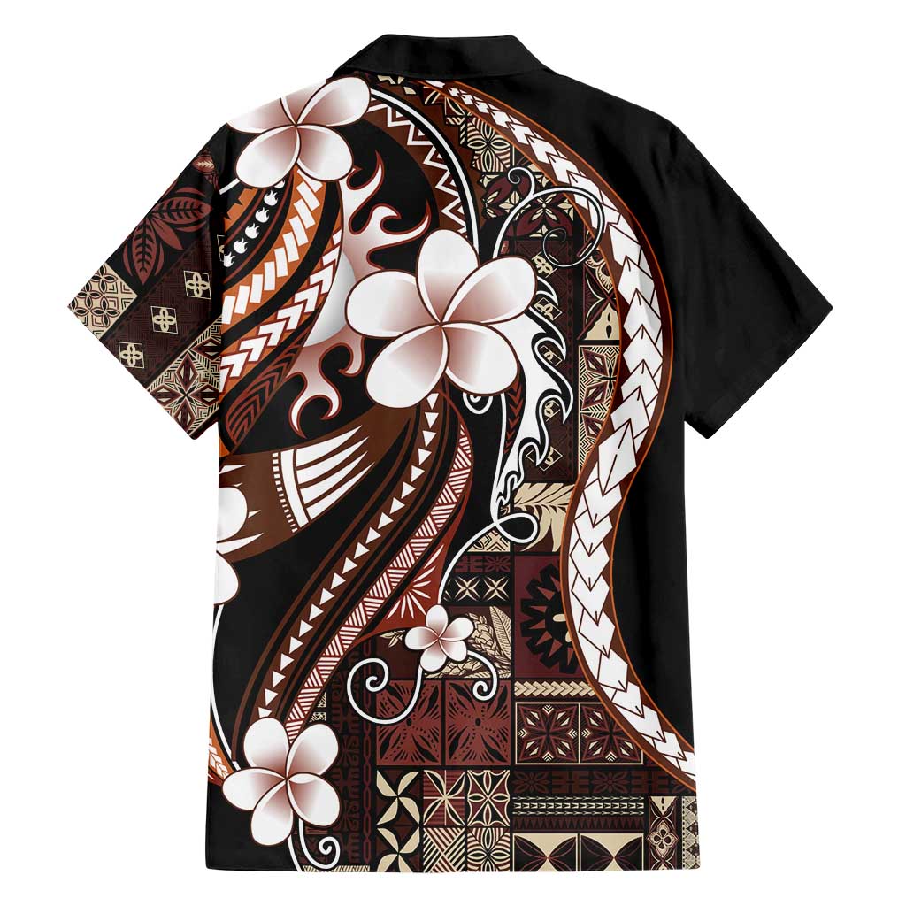 Samoa Siapo Tribal Pattern Hawaiian Shirt Brown Polynesian Plumeria Tapa Motif LT9