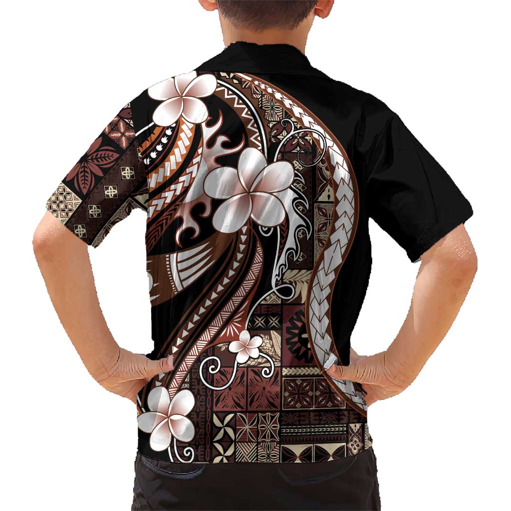 Samoa Siapo Tribal Pattern Hawaiian Shirt Brown Polynesian Plumeria Tapa Motif LT9