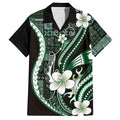 Samoa Siapo Tribal Pattern Hawaiian Shirt Forest Green Polynesian Plumeria Tapa Motif LT9