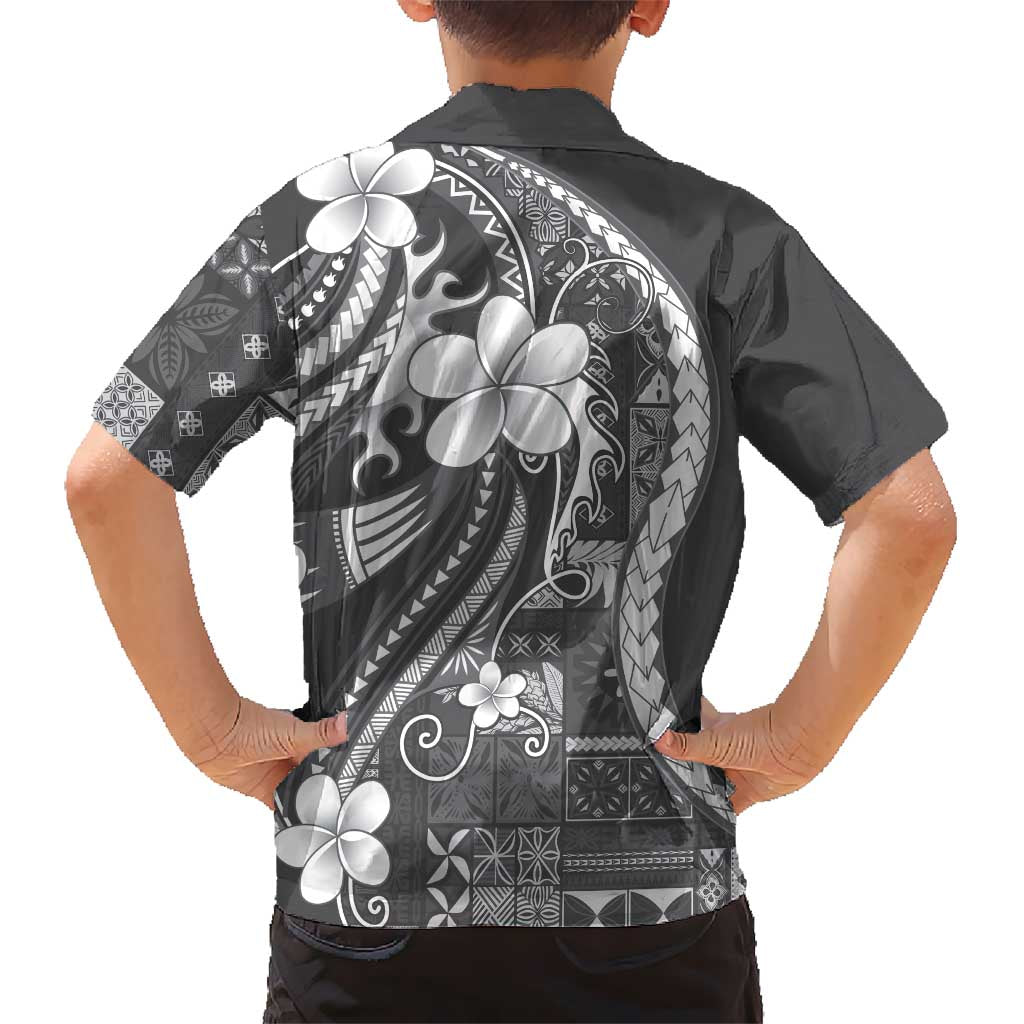 Samoa Siapo Tribal Pattern Hawaiian Shirt Light Gray Polynesian Plumeria Tapa Motif LT9