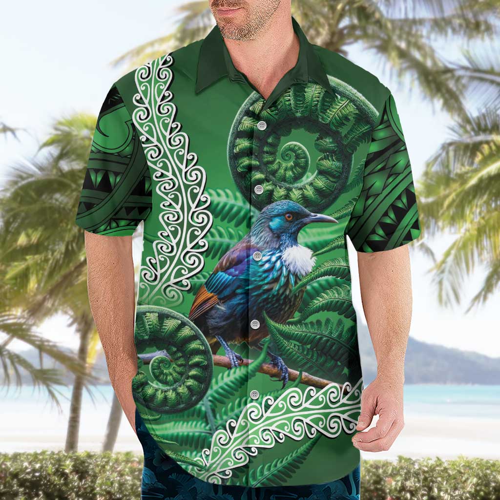 Tui Bird Koru Silver Fern Aotearoa Hawaiian Shirt LT9