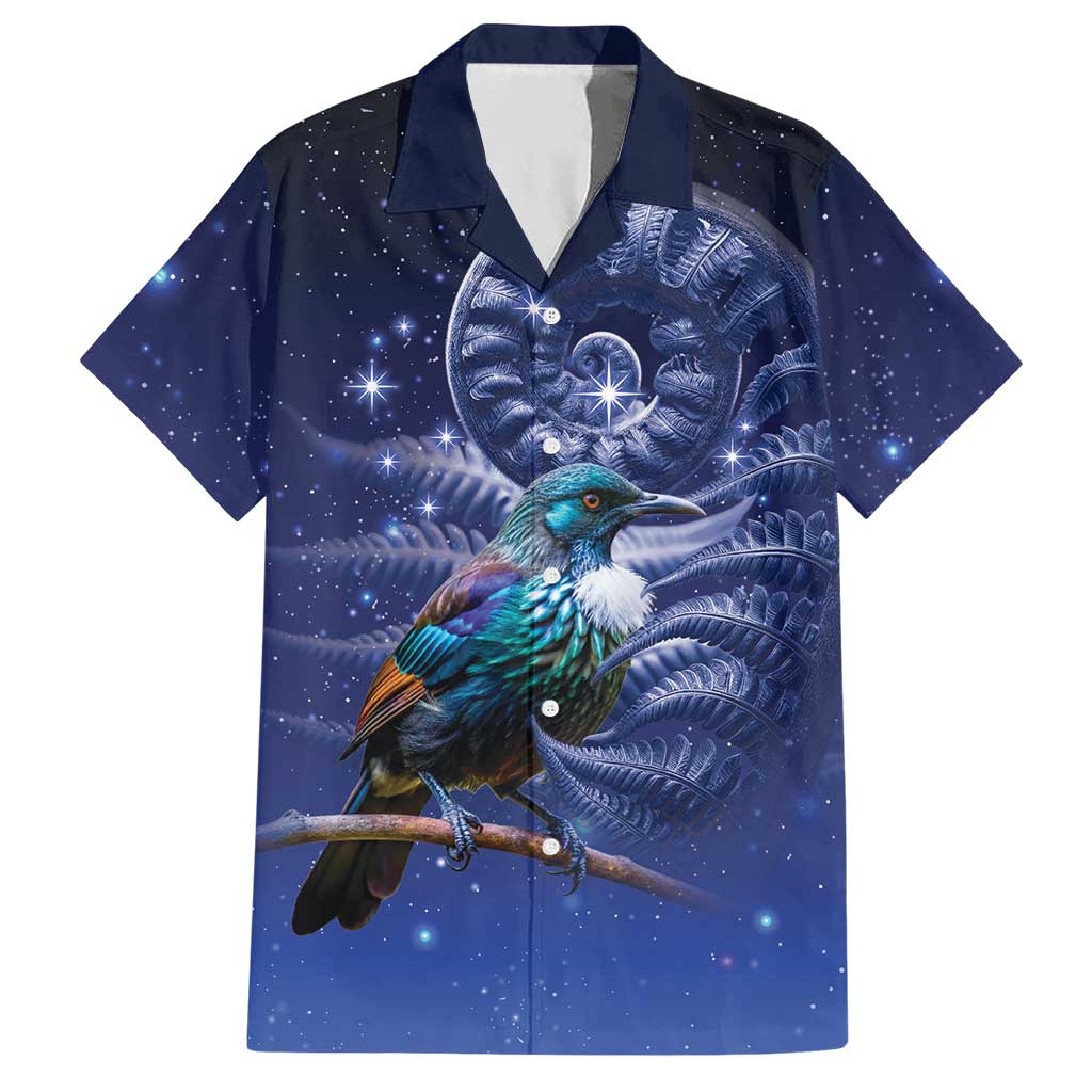Tui Bird Matariki Galaxy Hawaiian Shirt Koru Silver Fern Aotearoa LT9
