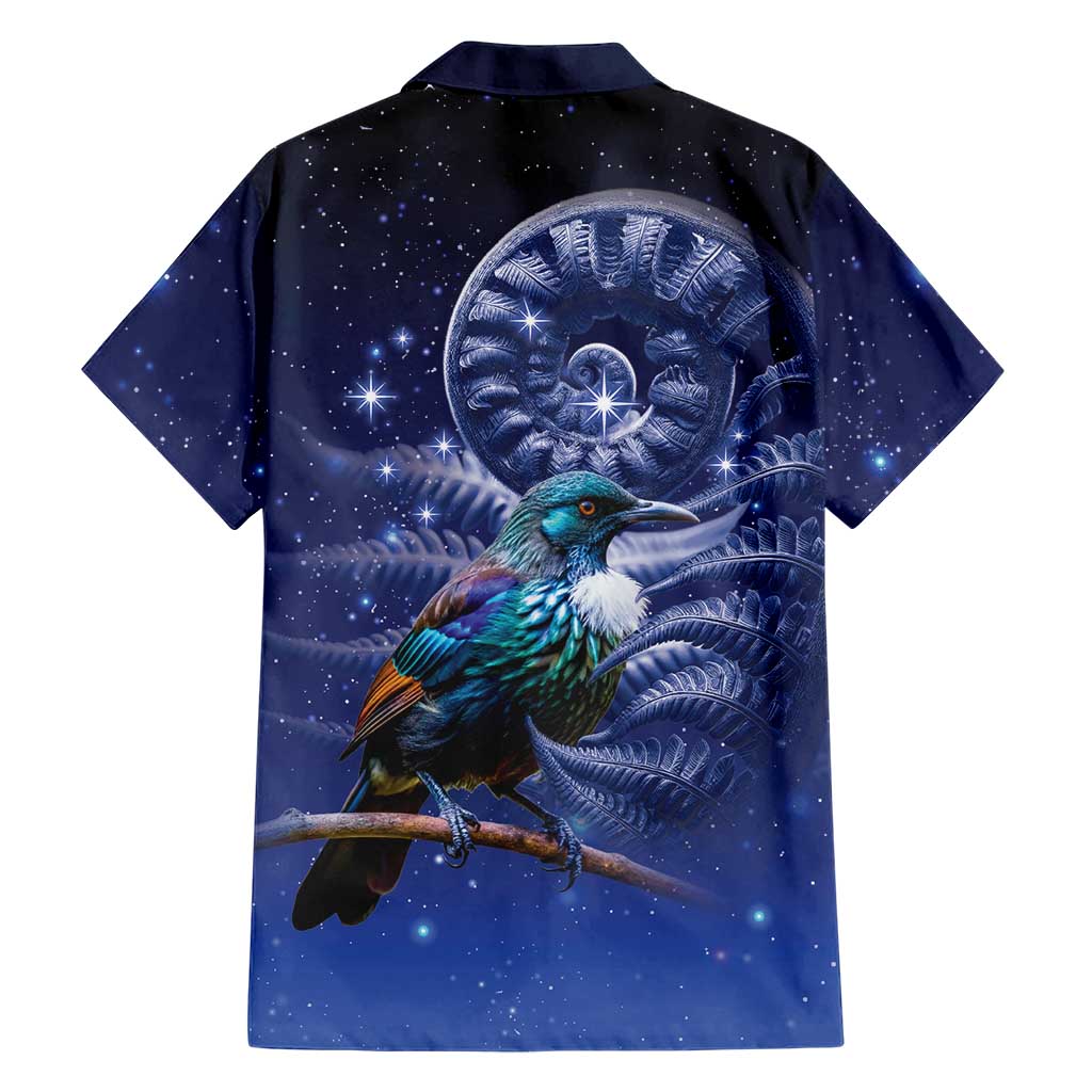 Tui Bird Matariki Galaxy Hawaiian Shirt Koru Silver Fern Aotearoa LT9