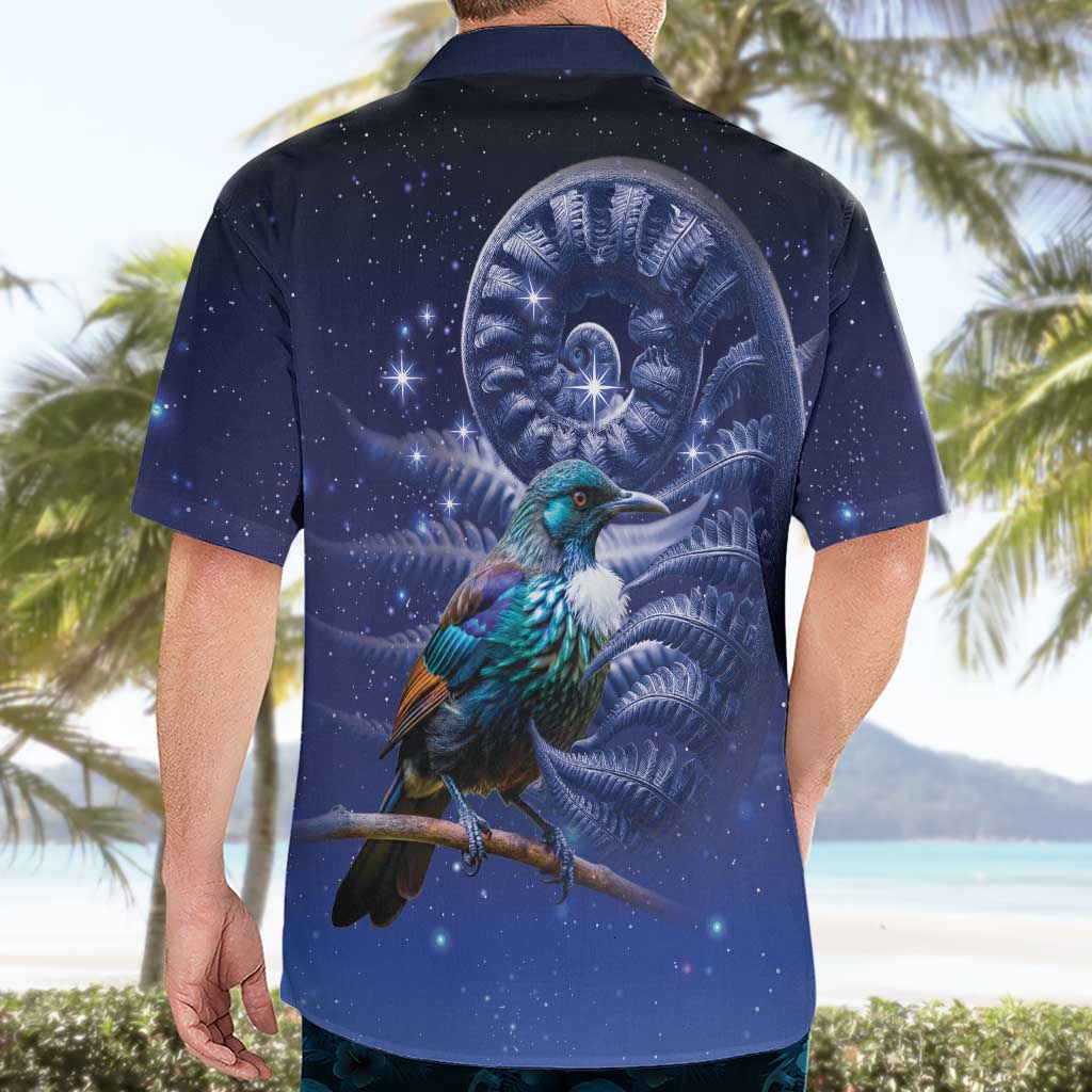 Tui Bird Matariki Galaxy Hawaiian Shirt Koru Silver Fern Aotearoa LT9