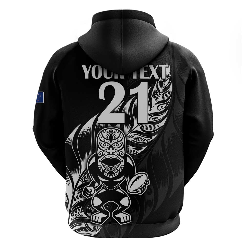 New Zealand Rugby Custom Zip Hoodie Opango All Black Fern LT9