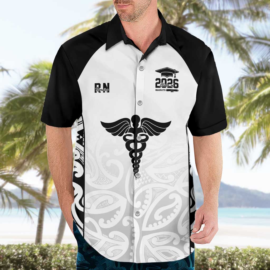 New Zealand Nurse RN 2026 Personalised Hawaiian Shirt White Maori Pattern Cultural Pride LT9