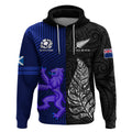 New Zealand and Scotland Rugby Hoodie All Black Maori With Thistle Together LT14