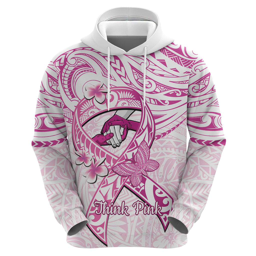 Polynesia Breast Cancer Awareness Zip Hoodie Pink Ribbon No One Fights Alone - White LT14