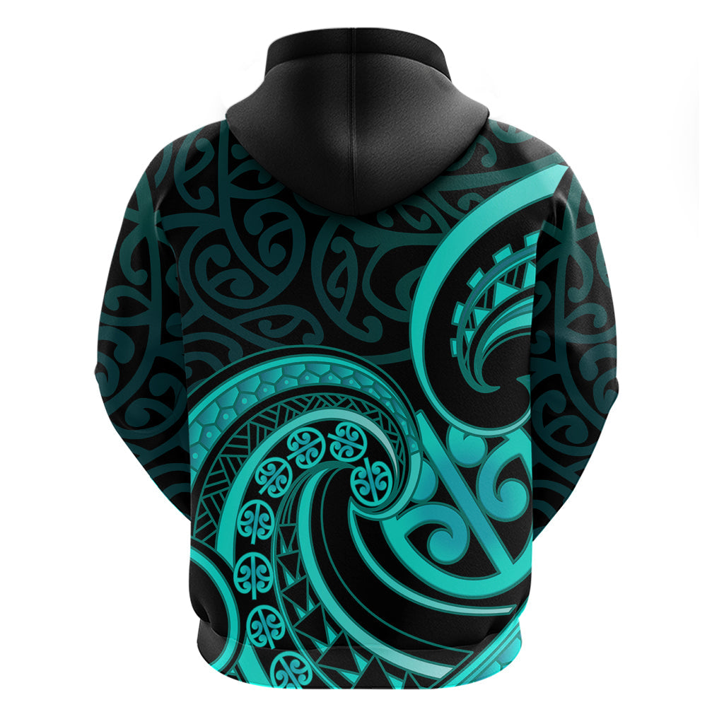 Turquoise New Zealand Mangopare Zip Hoodie Aotearoa Maori Koru Style LT14