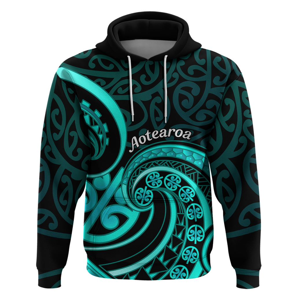 Turquoise New Zealand Mangopare Zip Hoodie Aotearoa Maori Koru Style LT14