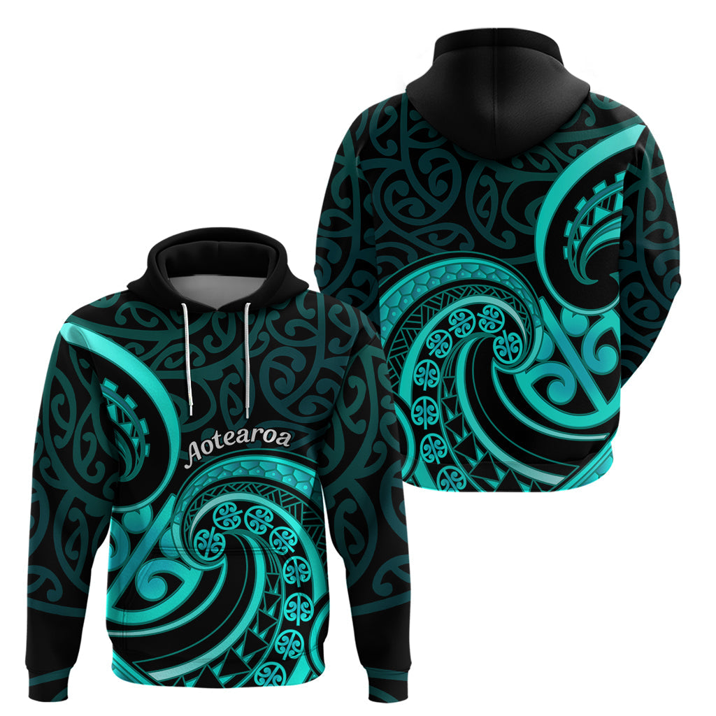 Turquoise New Zealand Mangopare Zip Hoodie Aotearoa Maori Koru Style LT14